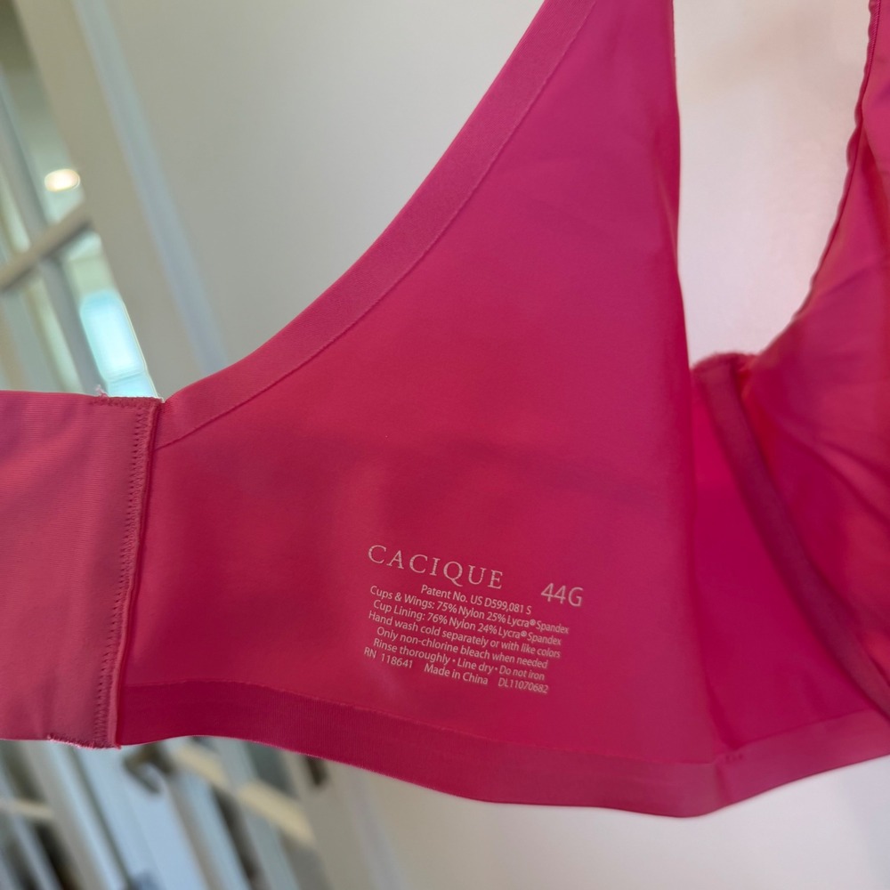 Cacique Pink Smooth Unlined Underwire Bra 44G Full Coverage Adjustable Straps - Picture 5 of 7